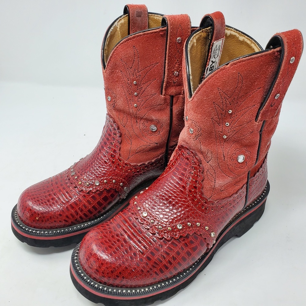 Ariat Red Classic Fatbaby Leather Suede Boots